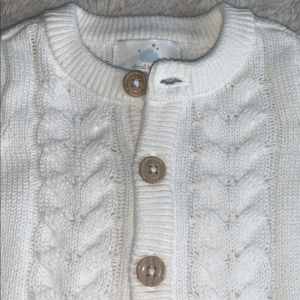 NWT Cloud Island Ivory Baby Sweater NB Newborn